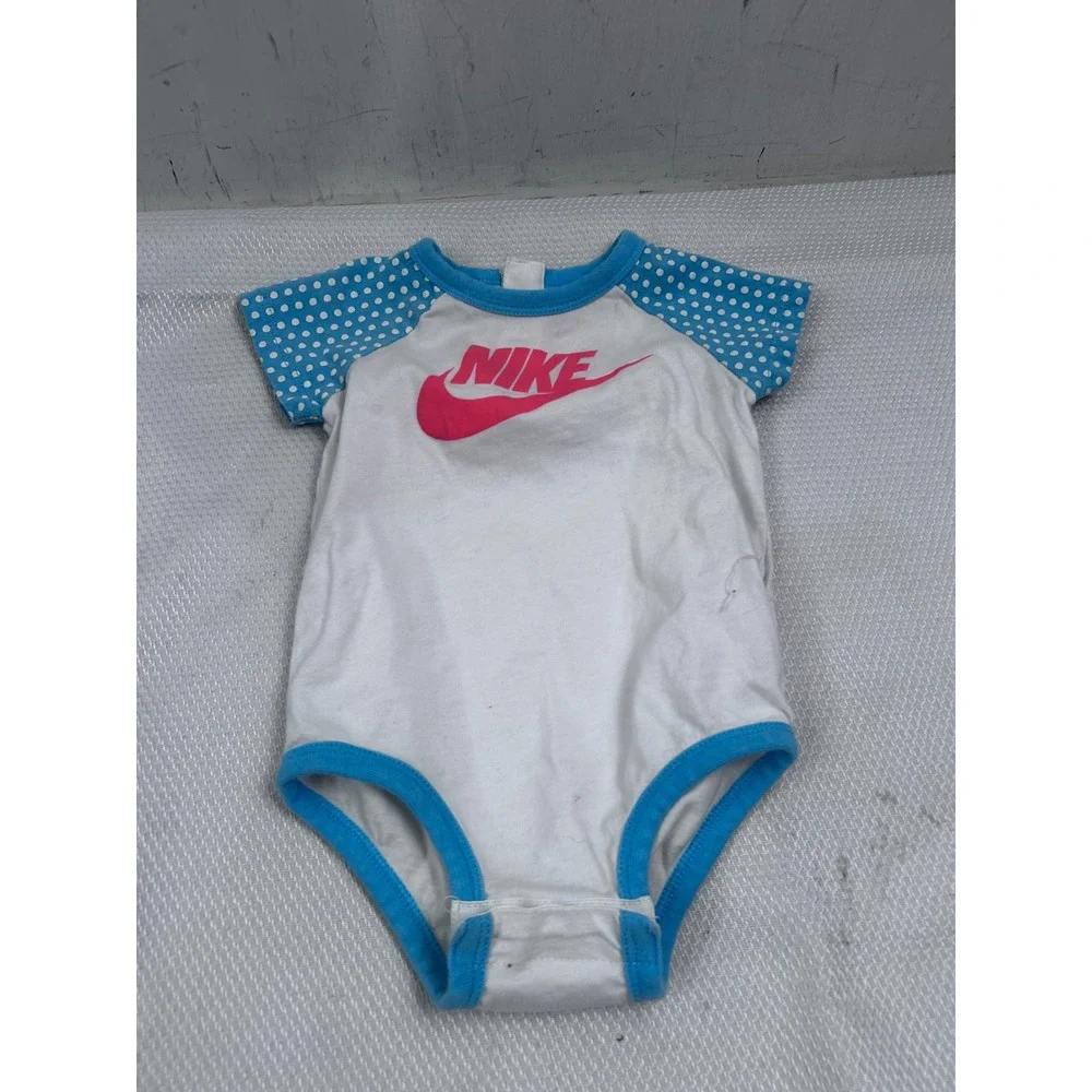 Nike 3pc Outfit Set 3/6M Blue Polka Dot Jacket Bodysuit Skirt Baby Girl - Picture 4 of 6